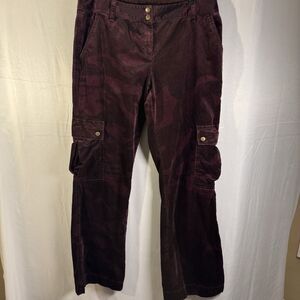 I.N.C. International Concepts Women’s Cargo Pants Size 10 Burgundy Camo Casual